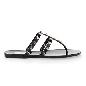 Valentino Garavani Rockstud Thong Sandals in Black - Size 38.5